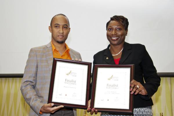 Finalists in the Small Business Category 2014-Blueprint Creative Inc. (left) and Cave Shepherd Card Services (right)