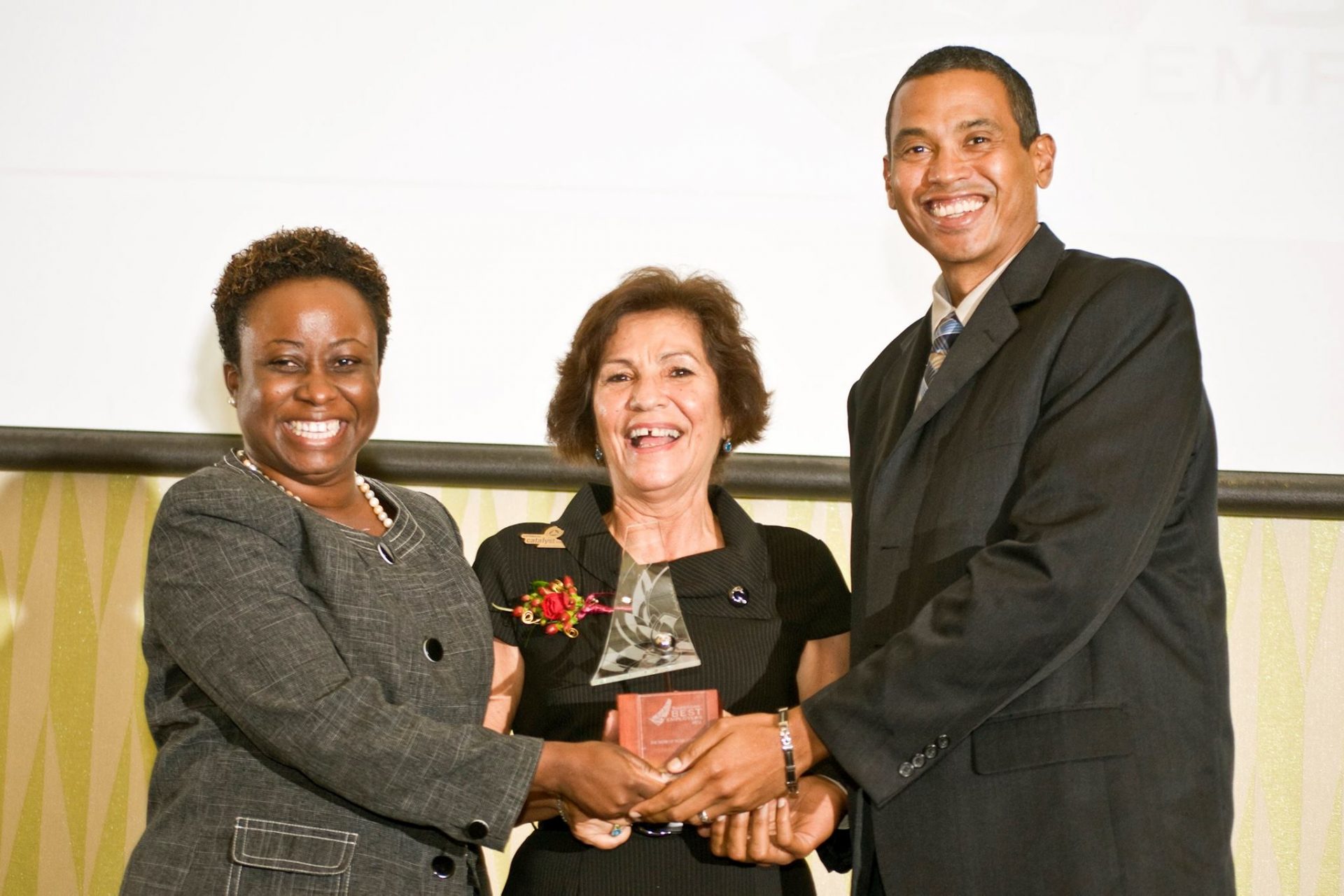Ros Jackson, Managing Director of Caribbean Catalyst Inc., presenting to Winner of the Large Business Category 2012 - The Bank of Nova Scotia Caribbean East